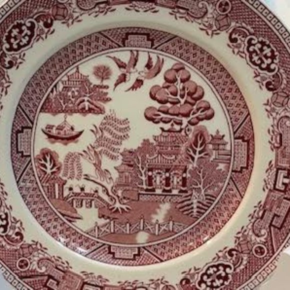 Alfred Meakin Pink Transferware Willow Ware Dinner Plate Willow Floral Design - Picture 7 of 12